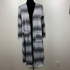 Lularoe Sarah Gray and Black Striped Cardigan